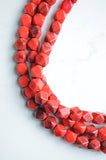 Red Statement Necklace, Beaded Acrylic Necklace, Multi Strand Necklace, Chunky Necklace, Gift For Her - Verti