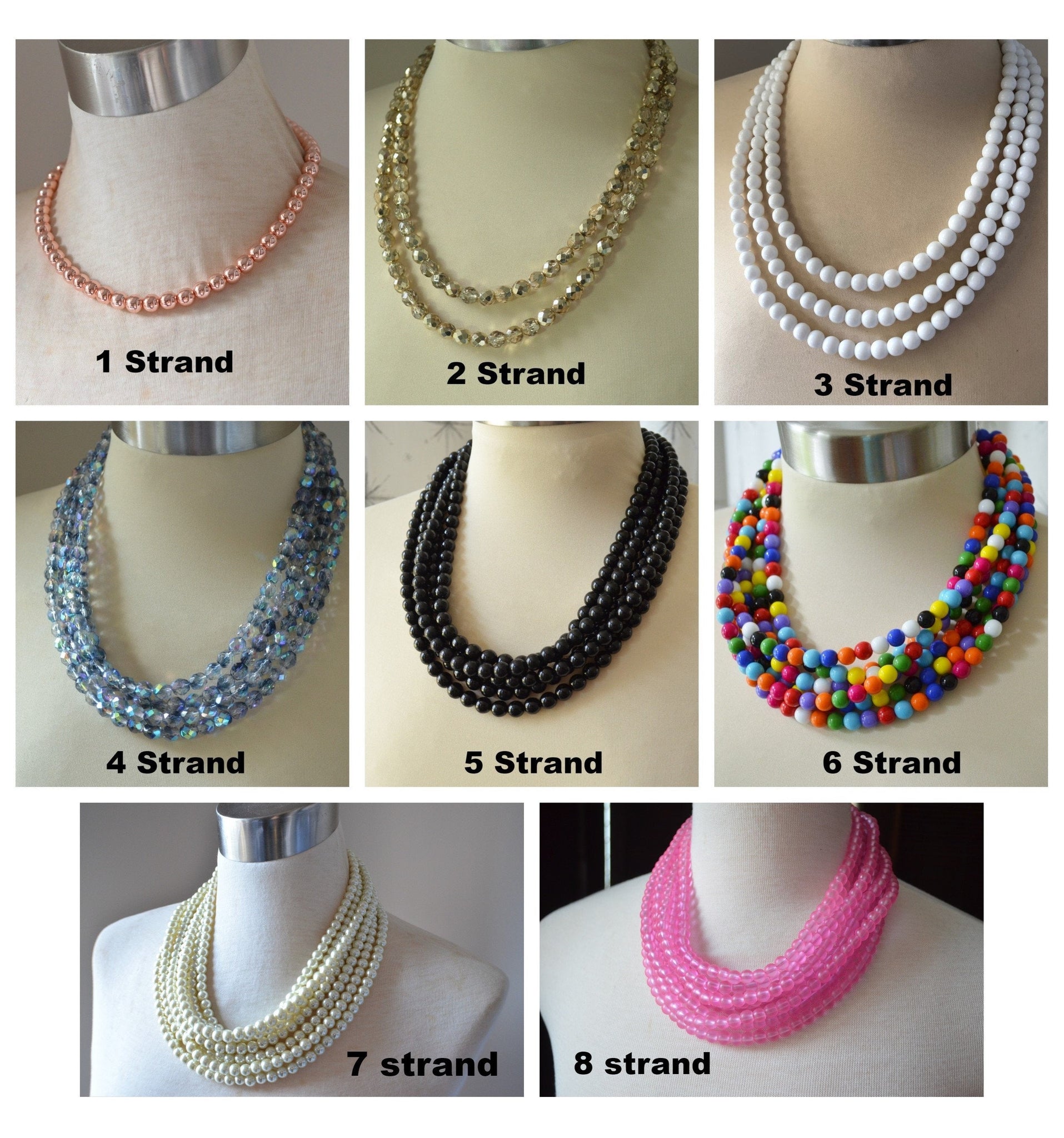 Chunky multi strand pearl necklace on sale