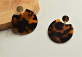 Tortoise Shell Brown Black Statement Lucite Big Acrylic Earrings - Hanna