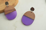 Yellow Lucite Wood Big Acrylic Statement Dangle Womens Earrings - Bennett