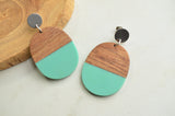 Yellow Lucite Wood Big Acrylic Statement Dangle Womens Earrings - Bennett