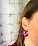 White Black Gold Statement Lucite Big Dangle Womens Earrings - Hanna