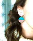 Multi Color Lucite Wood Large Colorful Statement Earrings - Orville