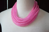 Pink Statement Necklace, Chunky Necklace, Multi Strand Necklace, Bead Glass Necklace - Michelle