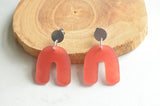 Gold Teal Pink Coral Silver Brown Lucite Big Statement Earrings - Rita