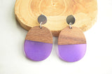 Yellow Lucite Wood Big Acrylic Statement Dangle Womens Earrings - Bennett