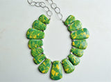 Green Yellow Glass Beaded Chunky Bib Statement Necklace - Reina