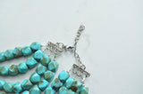 Turquoise Statement Beaded Acrylic Multi Strand Chunky Necklace - Verti