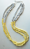 Yellow Silver Long Wood Beaded Multi Strand Statement Necklace - Britanni