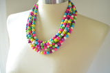 Multi Color Howlite Beaded Chunky Colorful Statement Necklace - Michelle