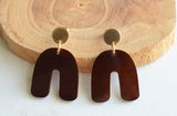 Gold Teal Pink Coral Silver Brown Lucite Big Statement Earrings - Rita