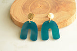 Gold Teal Pink Coral Silver Brown Lucite Big Statement Earrings - Rita