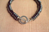 Mens Gray Hematite Bead Stone Bracelet - Hero