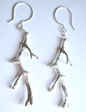 Silver Twig Branch Statement Dangle Earrings - Twiggy