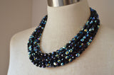 Black Statement Necklace Crystal Beaded Necklace Chunky Glass Necklace Gifts For Women - Rebecca