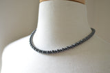 Hematite Gray Mens Beaded Long Necklace - Jayden