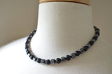 Mens Gray Black Lava Rock Hematite Beaded Necklace - Jordan