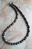 Mens Gray Black Lava Rock Hematite Beaded Necklace - Jordan
