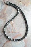 Mens Gray Beaded Stone Hematite Long Necklace - Jayden