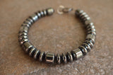 Mens Gray Stone Hematite Beaded Necklace Mens Jewelry - Garett