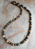Black Brown Beaded Necklace Mens Surfer Necklace Gifts For Him - Phoenix