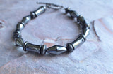 Gray Mens Hematite Beaded Stone Bracelet - Luca