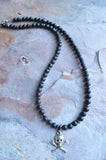 Skull Mens Necklace Beaded Pendant Necklace Matte Black Necklace Gifts For Men - Jolly Roger