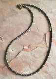 Mens Gray Beaded Hematite Long Short Thin Stone Necklace - Everett