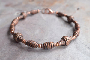 Mens Copper Beaded Metal Bracelet Necklace - Atticus