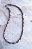 Hematite Gray Mens Beaded Long Short Stone Necklace  - Jude