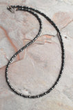 Hematite Stone Gray Beaded Thin Mens Short Long Necklace - Tyson