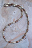 Copper Silver Metal Beaded Mens Long Necklace - Saul