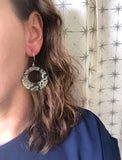 Snakeskin Print Faux Leather Hoop Animal Print Statement Dangle Earrings
