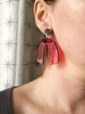 Red Green Blue Lucite Big Dangle Statement Earrings - Lillian