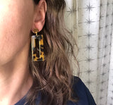 Tortoise Shell Brown Yellow Statement Big Lucite Acrylic Large Earrings - Louise