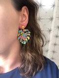 Statement Colorful Palm Leaf Acrylic Earrings - Tropicana