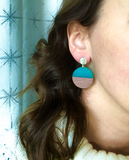 Yellow Green Lucite Stripe Wood Dangle Womens Statement Earrings - Orville